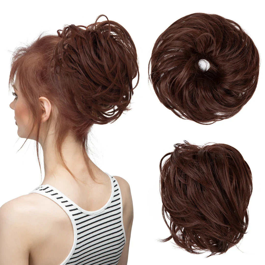 Bud Bun Artificial Hair Bun - Natural fluffy long beard curly hair bun for lazy updo chignon hairstyles