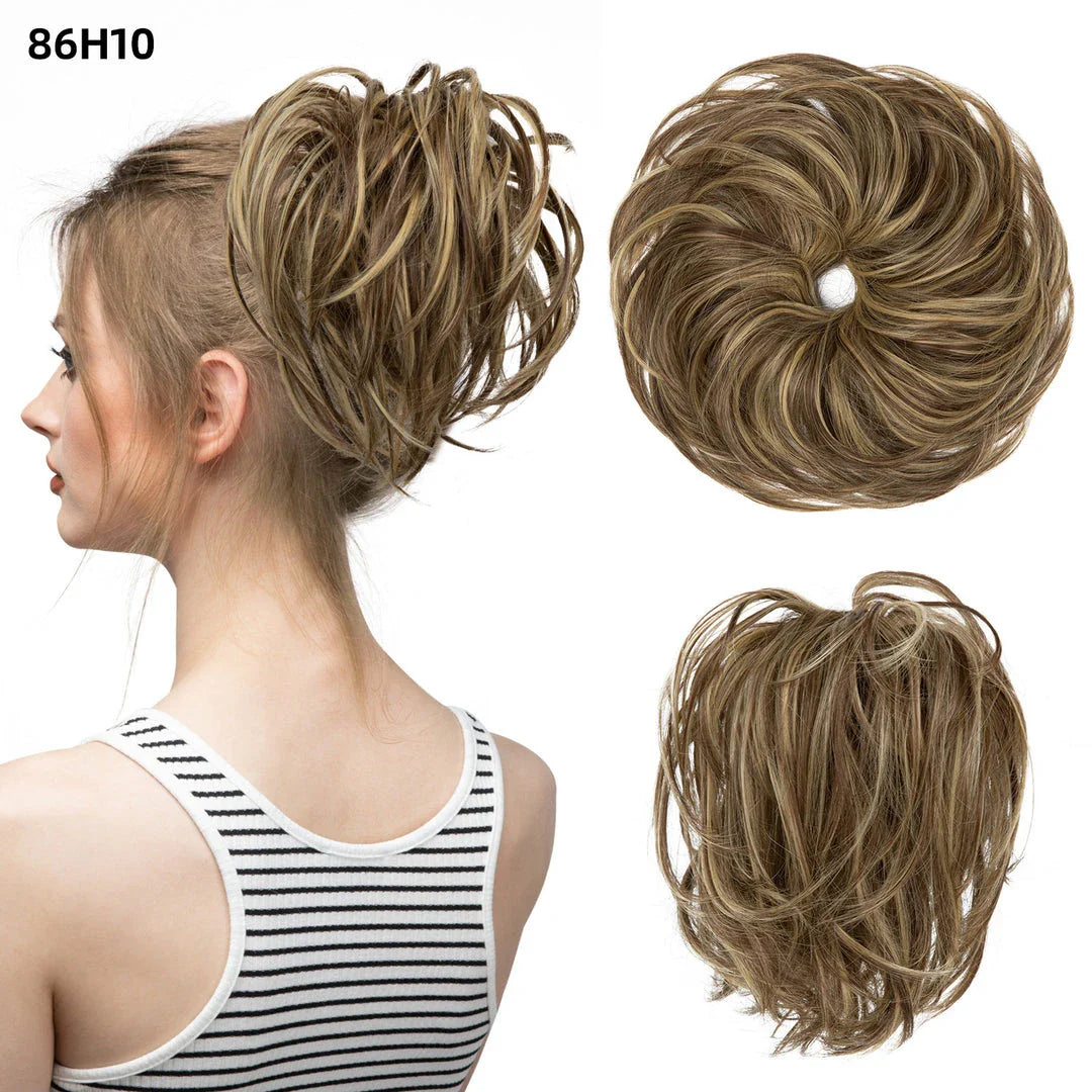 Bud Bun Artificial Hair Bun - Natural fluffy long beard curly hair bun for lazy updo chignon hairstyles