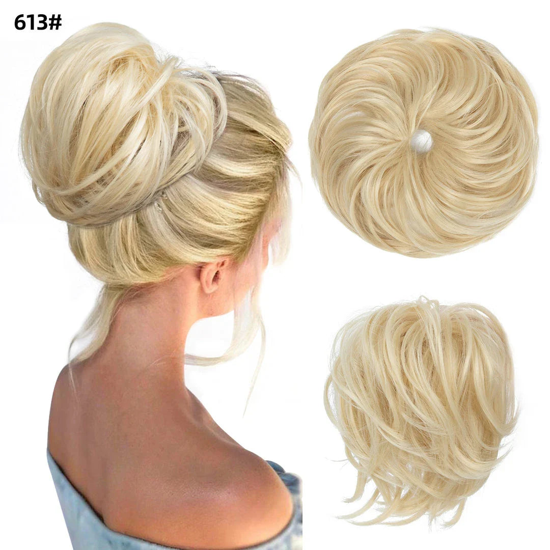 Bud Bun Artificial Hair Bun - Natural fluffy long beard curly hair bun for lazy updo chignon hairstyles
