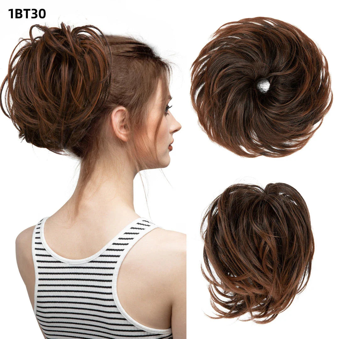 Bud Bun Artificial Hair Bun - Natural fluffy long beard curly hair bun for lazy updo chignon hairstyles