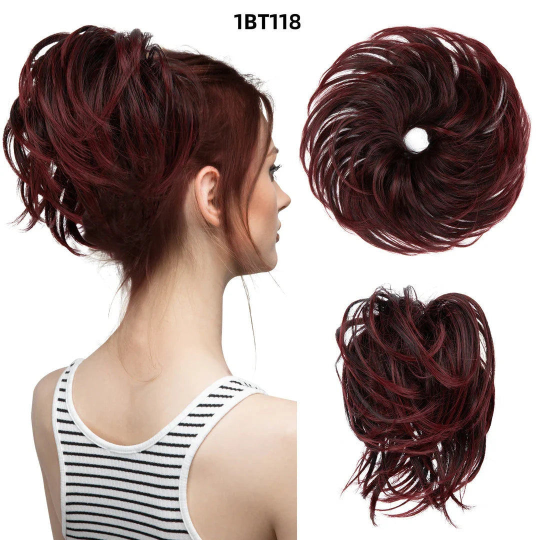 Bud Bun Artificial Hair Bun - Natural fluffy long beard curly hair bun for lazy updo chignon hairstyles