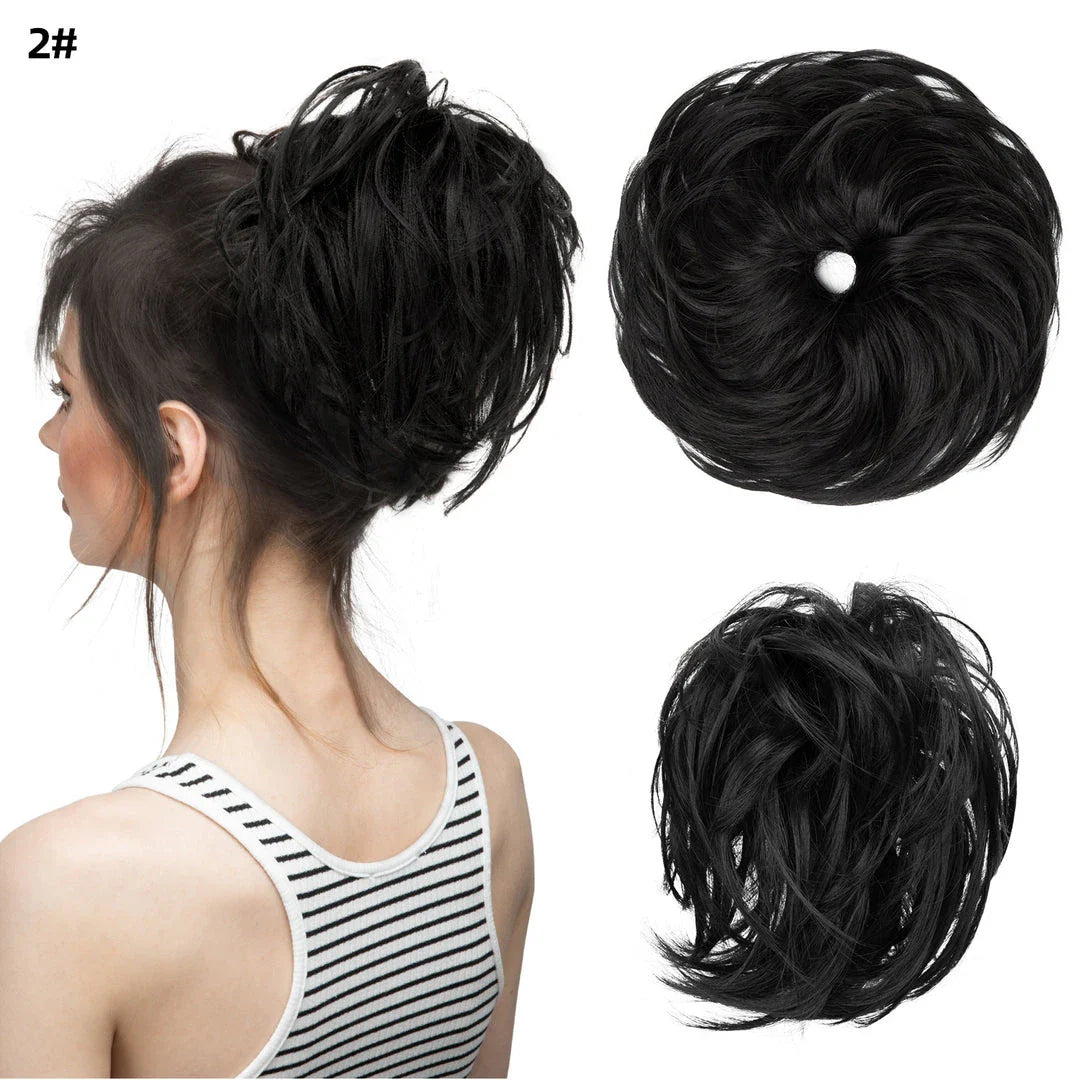 Bud Bun Artificial Hair Bun - Natural fluffy long beard curly hair bun for lazy updo chignon hairstyles