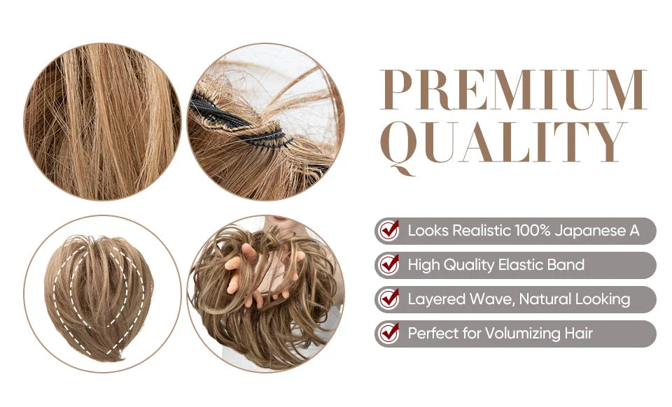 Bud Bun Artificial Hair Bun - Natural fluffy long beard curly hair bun for lazy updo chignon hairstyles