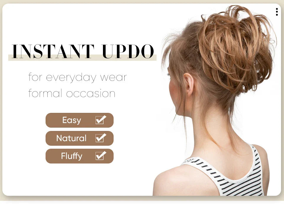Bud Bun Artificial Hair Bun - Natural fluffy long beard curly hair bun for lazy updo chignon hairstyles