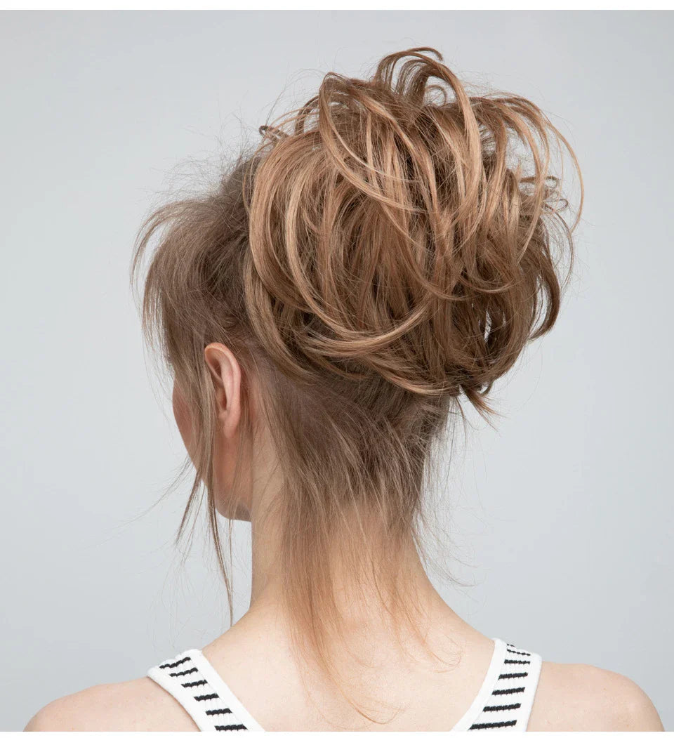 Bud Bun Artificial Hair Bun - Natural fluffy long beard curly hair bun for lazy updo chignon hairstyles