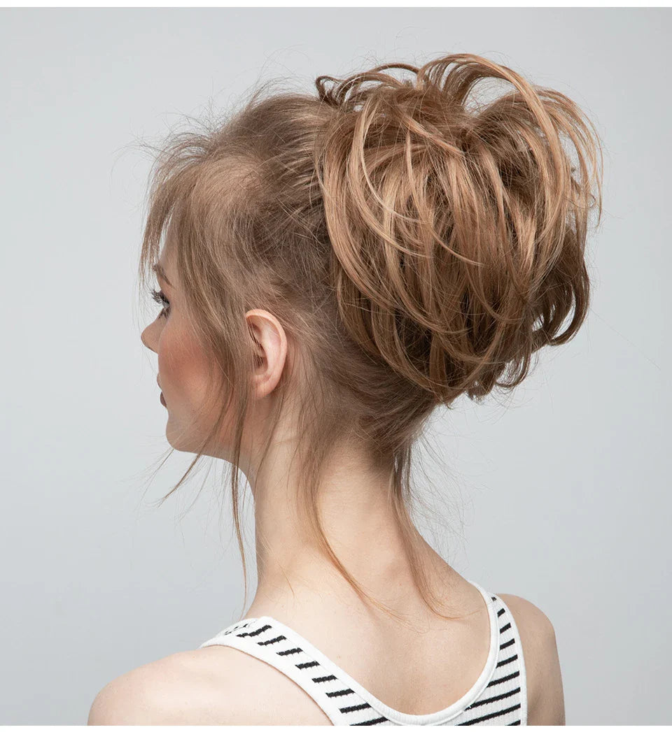 Bud Bun Artificial Hair Bun - Natural fluffy long beard curly hair bun for lazy updo chignon hairstyles