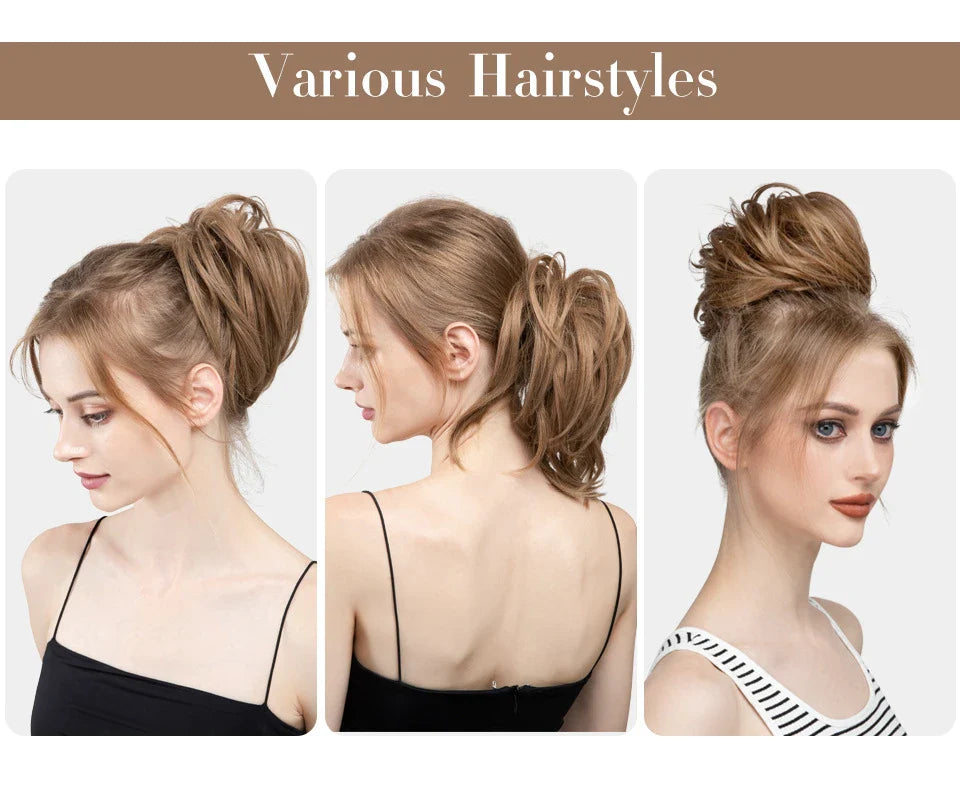 Bud Bun Artificial Hair Bun - Natural fluffy long beard curly hair bun for lazy updo chignon hairstyles