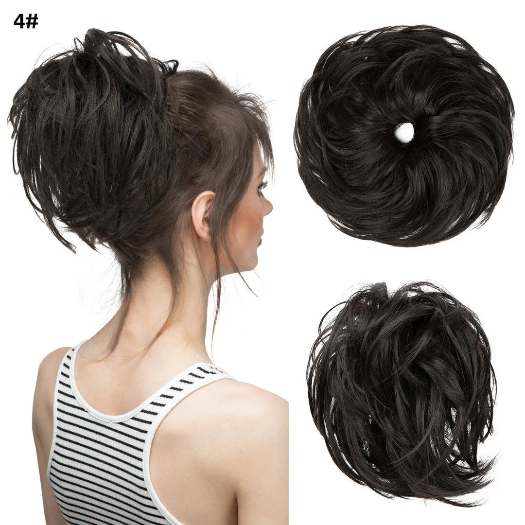Bud Bun Artificial Hair Bun - Natural fluffy long beard curly hair bun for lazy updo chignon hairstyles