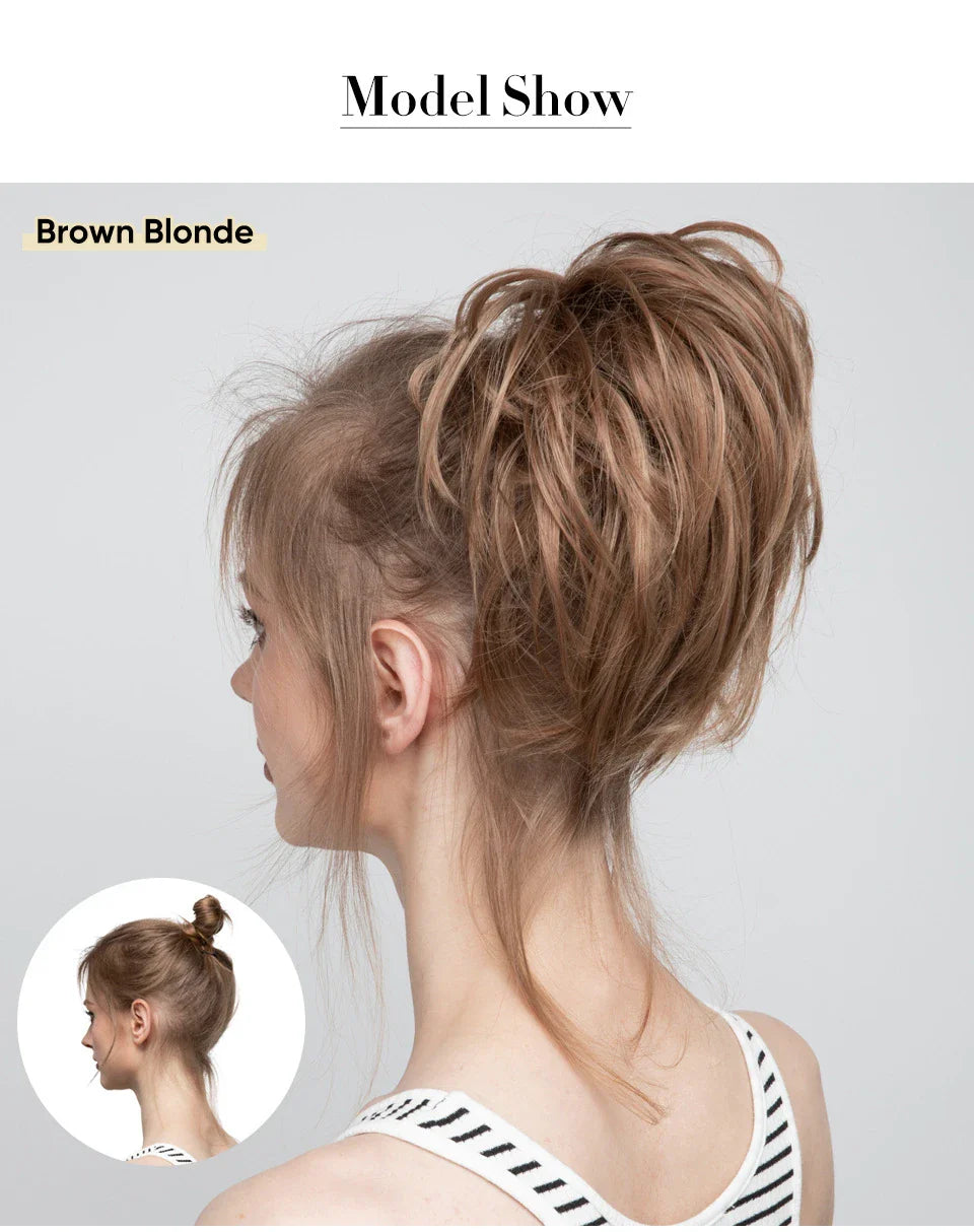 Bud Bun Artificial Hair Bun - Natural fluffy long beard curly hair bun for lazy updo chignon hairstyles