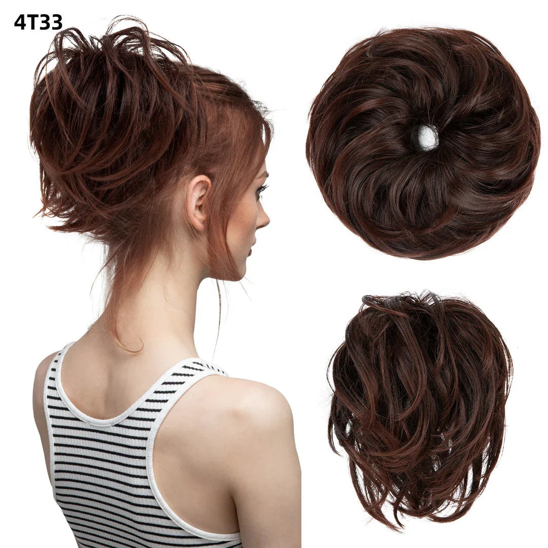 Bud Bun Artificial Hair Bun - Natural fluffy long beard curly hair bun for lazy updo chignon hairstyles
