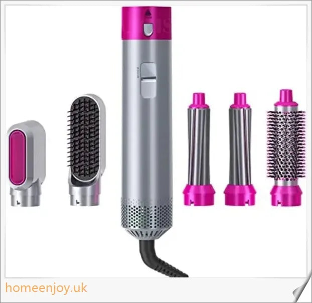 Dyson Airwrap Hair Styler Accessories in nickel and fuchsia colour, featuring various styling attachments and advanced technology for creating salon-quality hairstyles at home.