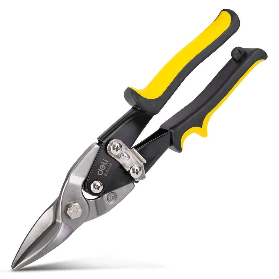 Multifunctional stainless steel metal sheet cutting scissors with ergonomic dual-color PVC handle