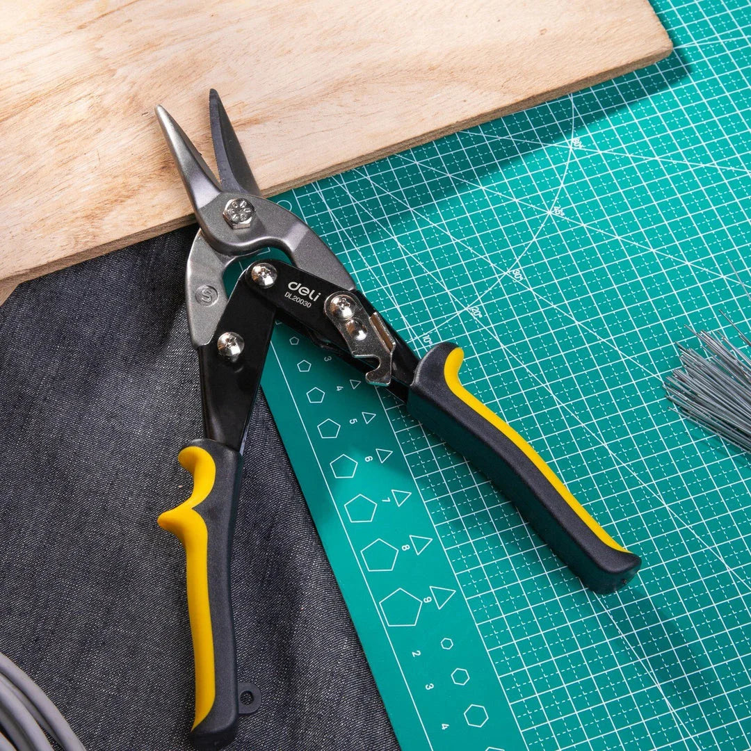 Multifunctional stainless steel metal sheet cutting scissors with ergonomic dual-color PVC handle