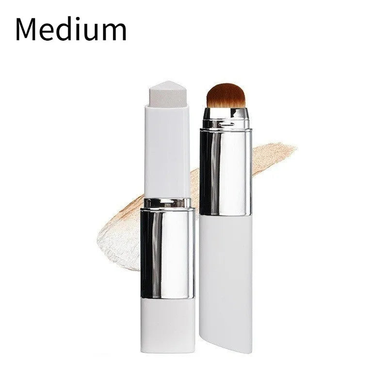 Detachable makeup brush for cream stick foundation application showing removable handle design