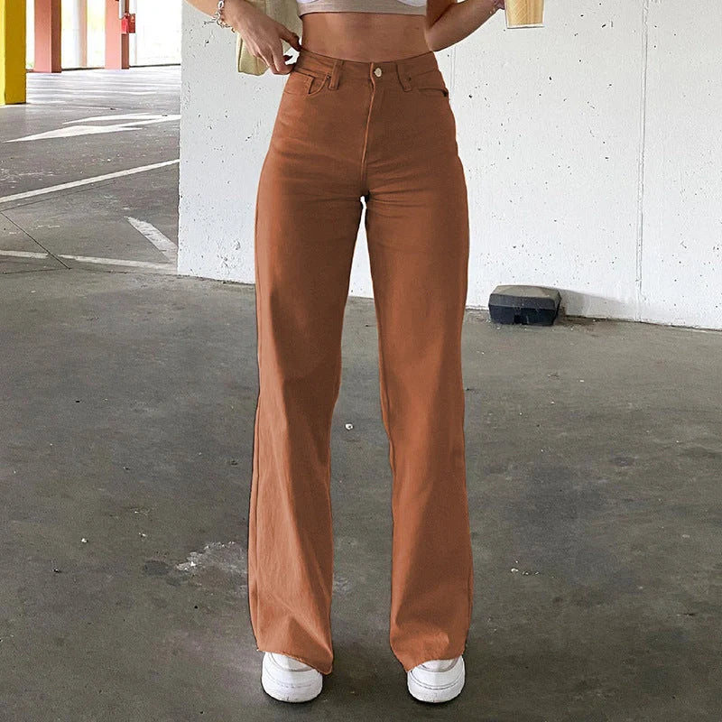 Spice Girls inspired high waist bell bottom jeans in black, brown, and white