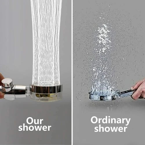 A modern minimalist shower head with a high-pressure design and water-saving micro-nozzle technology