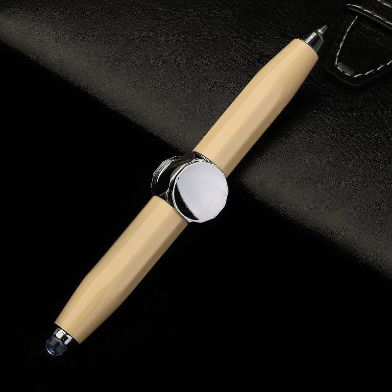 Versatile LED-powered gyro ballpoint pen with a mesmerizing spinner for stress relief and improved productivity
