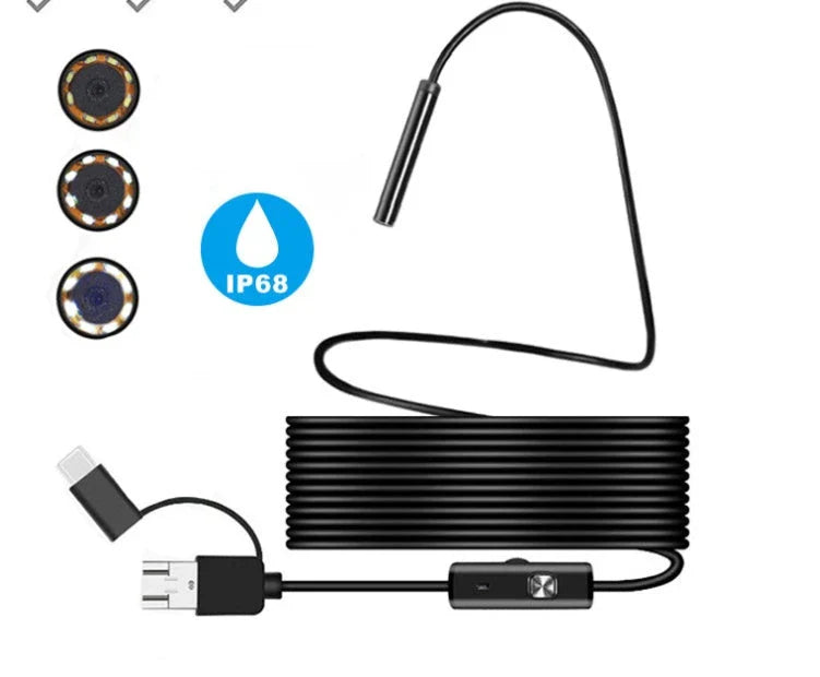 Versatile 3-in-1 Smartphone Endoscope Camera with Adjustable Lighting