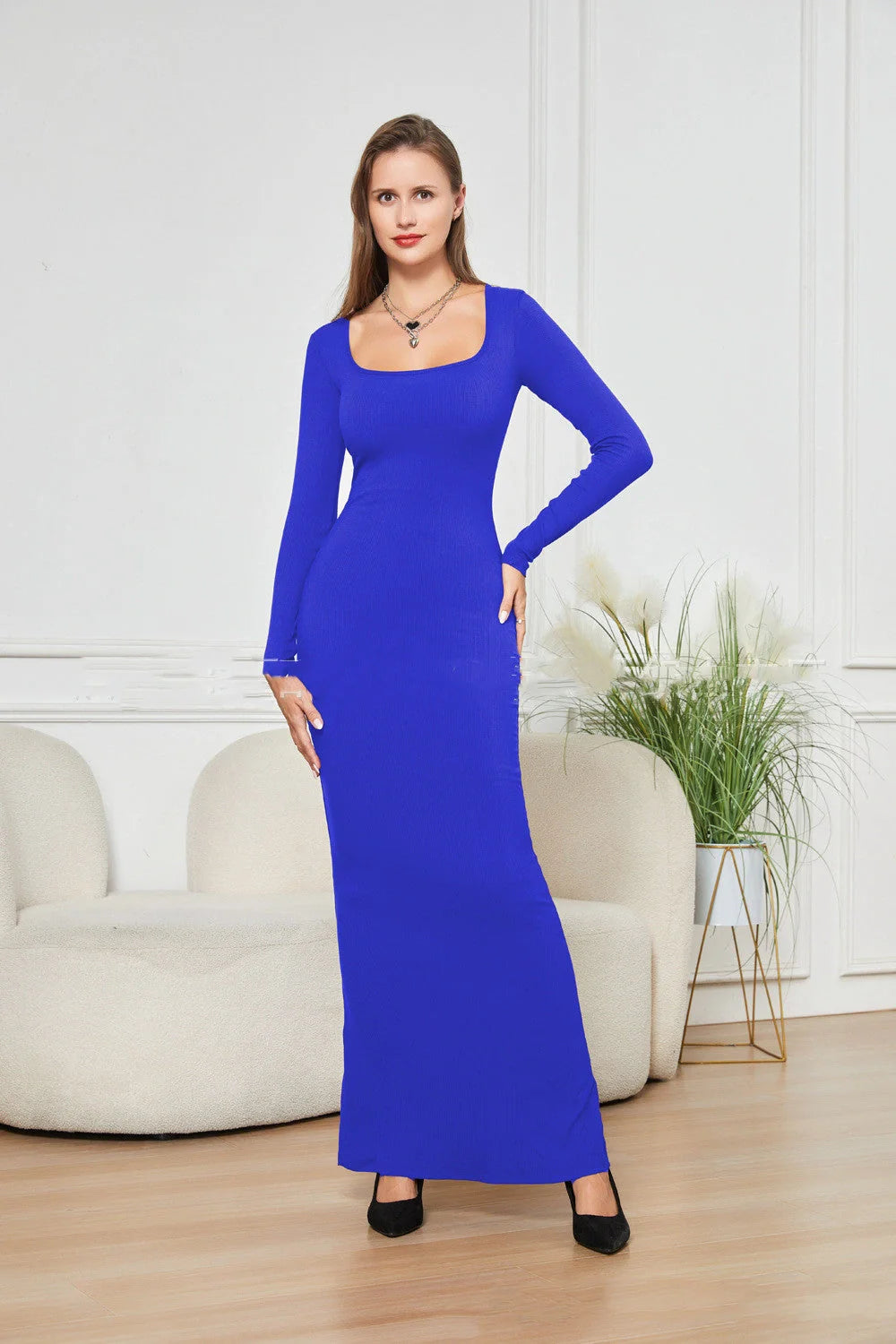 Double-layer modal slim dress in various colours for a flattering fit