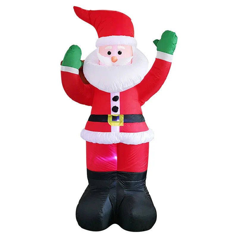 Glowing Christmas inflatables with Santa, snowman, Christmas tree, and gingerbread man designs