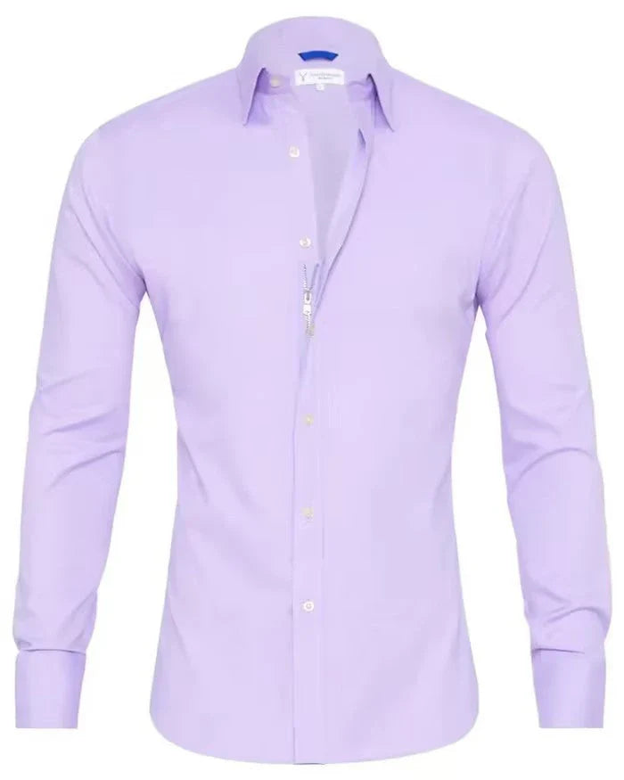 Stylish Long Sleeve Shirt with Zipper and Button Design for Men in Various Colors