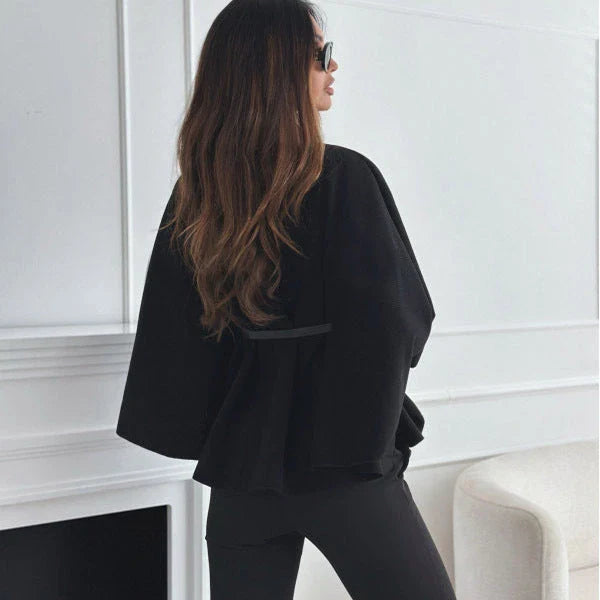 Chic batwing sleeve cloak jacket for women in various colors including black, apricot, gray, and wine red