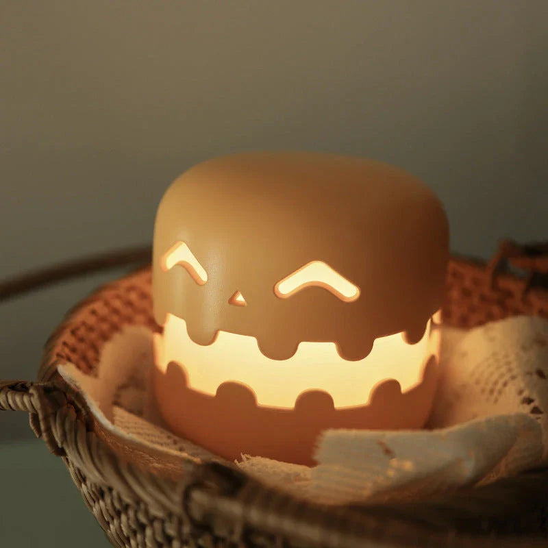 Cozy Pumpkin LED Lamp with soothing silicone design, creating a warm, inviting glow for bedrooms, living rooms, and more