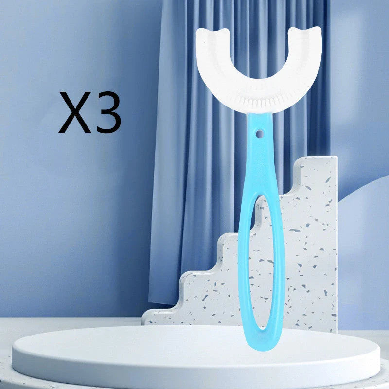 U-Shaped Soft Rubber Toothbrushes for Kids in Vibrant Colors