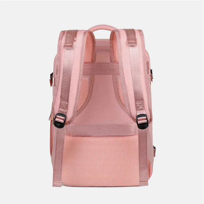 Versatile travel backpack for women with large capacity, waterproof design, and organized interior compartments