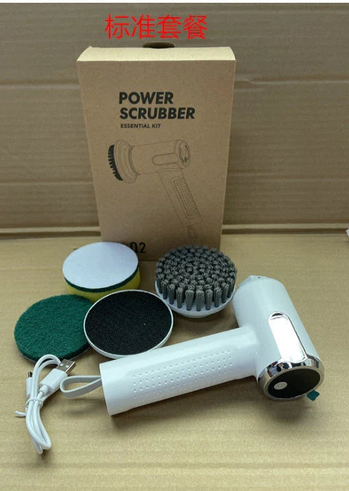 Wireless Electric Cleaning Brush with interchangeable heads for effortless sink and pot scrubbing