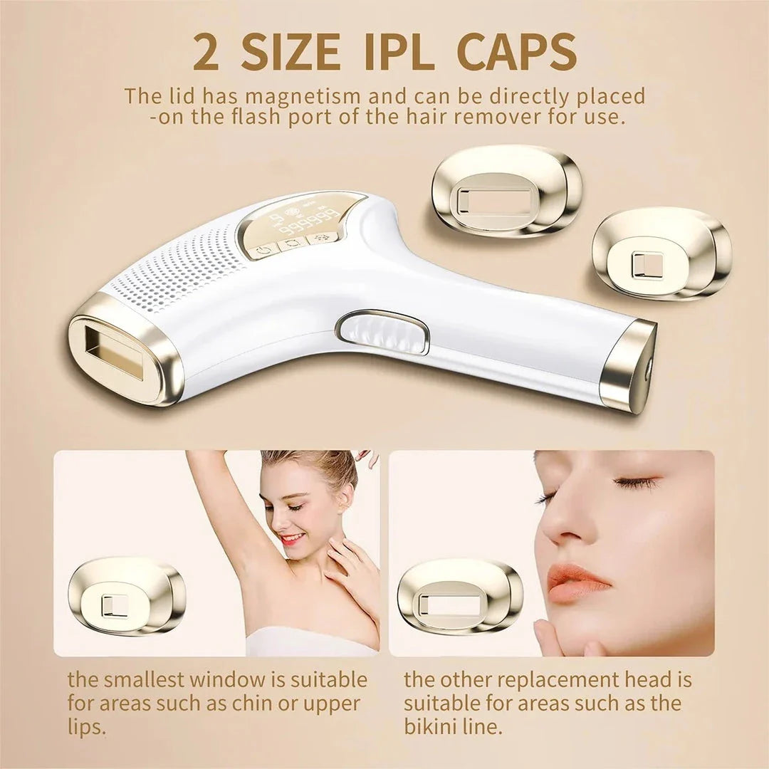 Portable IPL Laser Hair Removal Device with ice-cooling feature for comfortable, salon-quality hair removal and skin rejuvenation