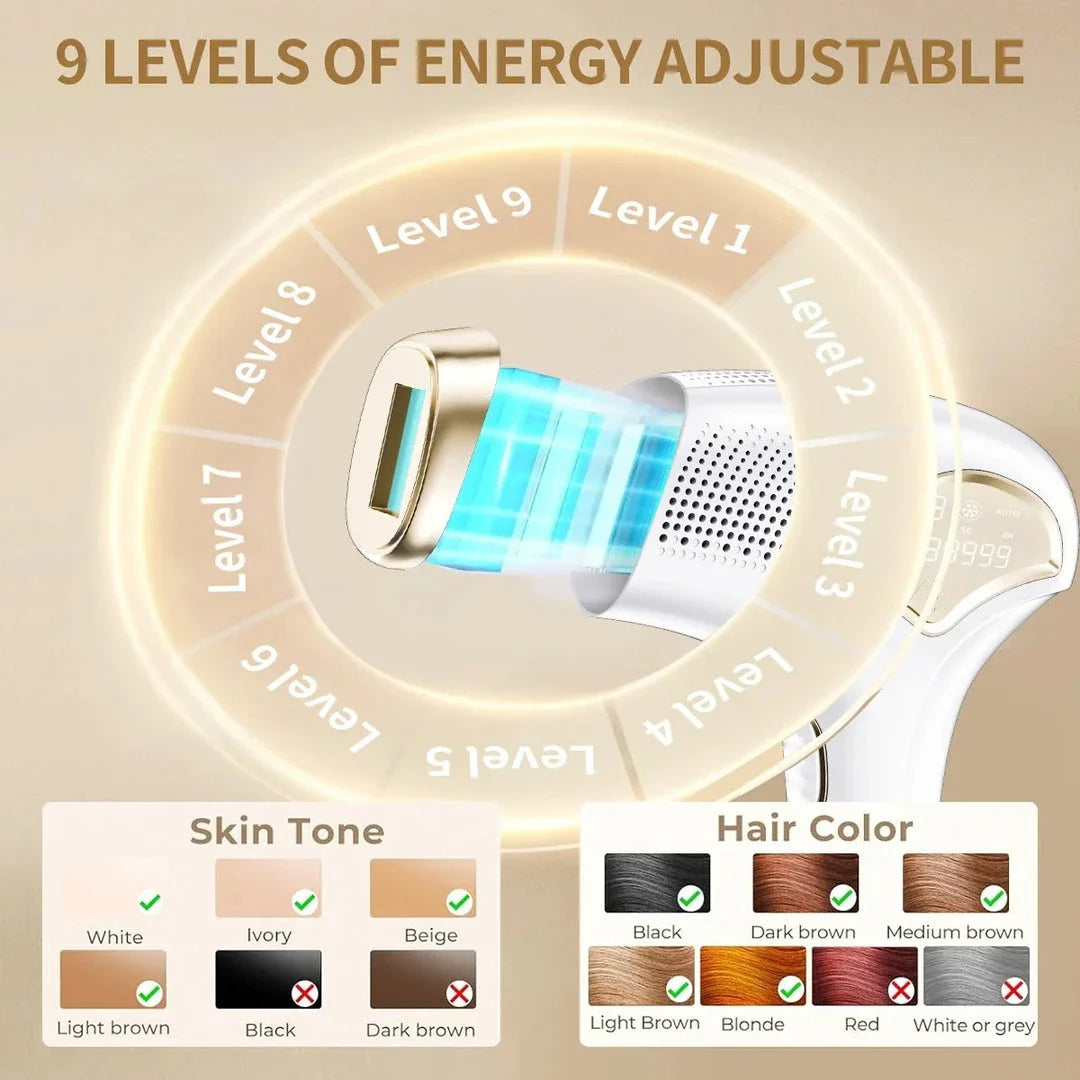 Portable IPL Laser Hair Removal Device with ice-cooling feature for comfortable, salon-quality hair removal and skin rejuvenation