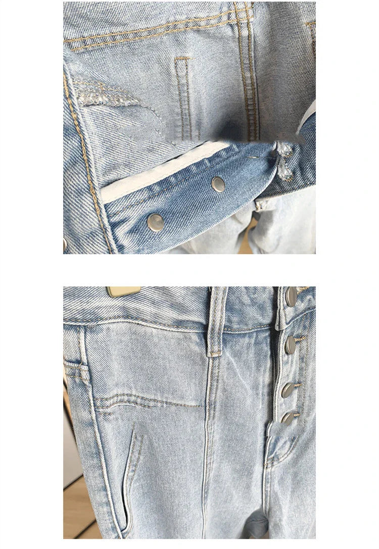 A pair of high-waist, loose, wide-leg jeans made from premium copper material for a stylish and comfortable look.