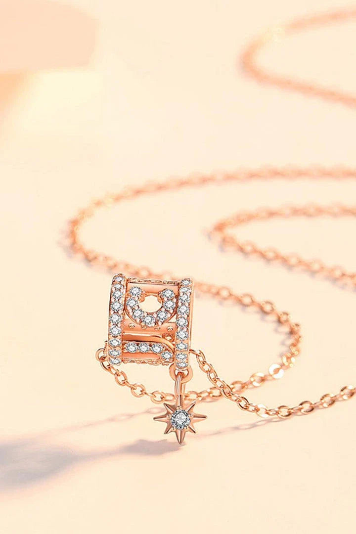 Rely On Fate Cubic Zirconia Pendant Necklace in 925 sterling silver with star-shaped pendant