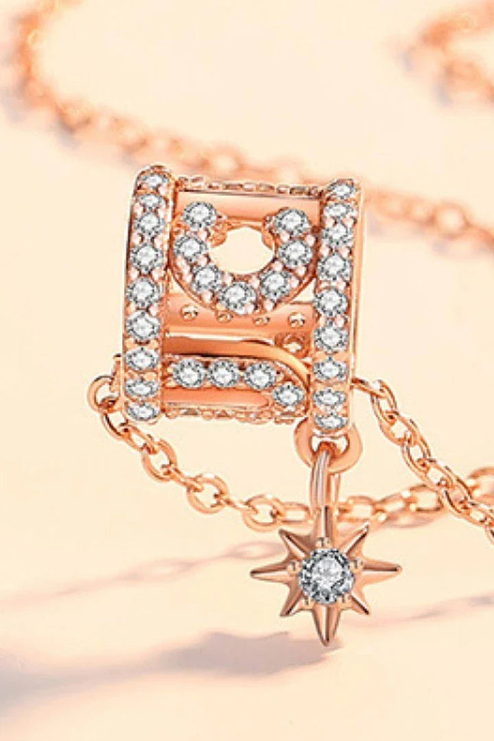Rely On Fate Cubic Zirconia Pendant Necklace in 925 sterling silver with star-shaped pendant
