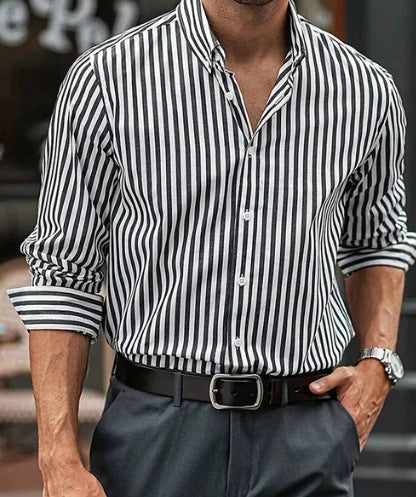 Casual autumn long sleeve shirt for men made with premium polyester fabric in a relaxed, loose fit