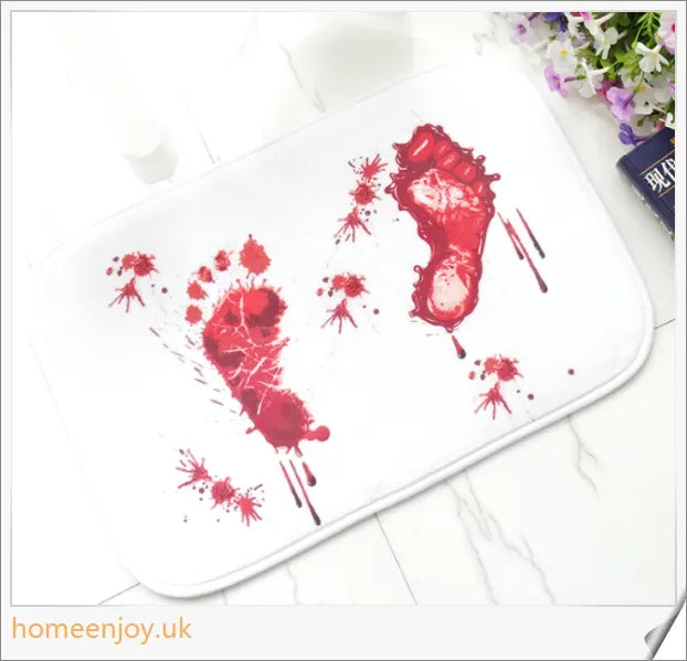 Bloody Bath Mat - A vibrant crimson bath mat made with durable 100% polyester for a bold and playful bathroom statement