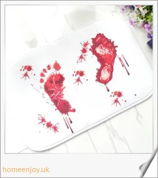 Bloody Bath Mat - A vibrant crimson bath mat made with durable 100% polyester for a bold and playful bathroom statement