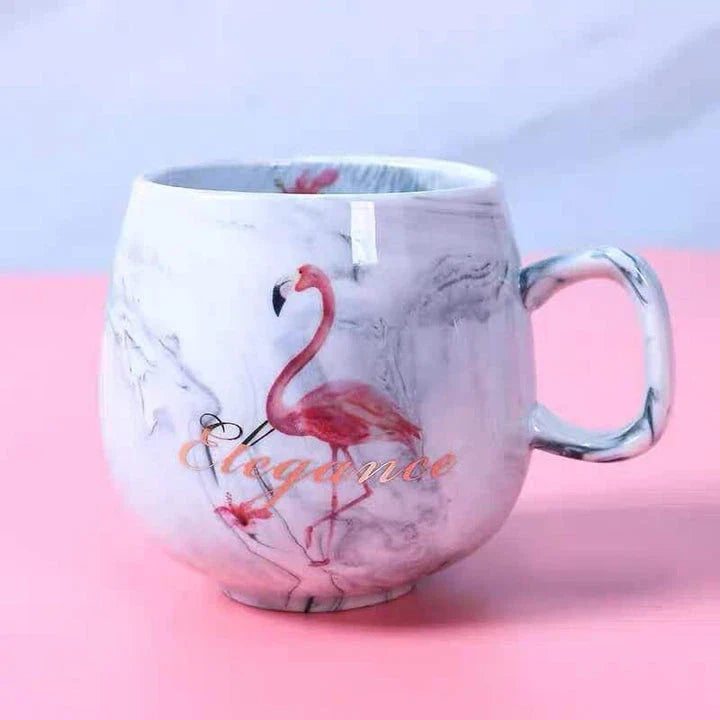 Marble Pattern Coffee Mug in Flamingo Pink and Grey Shades, a Sophisticated and Durable Ceramic Mug for Hot and Cold Beverages