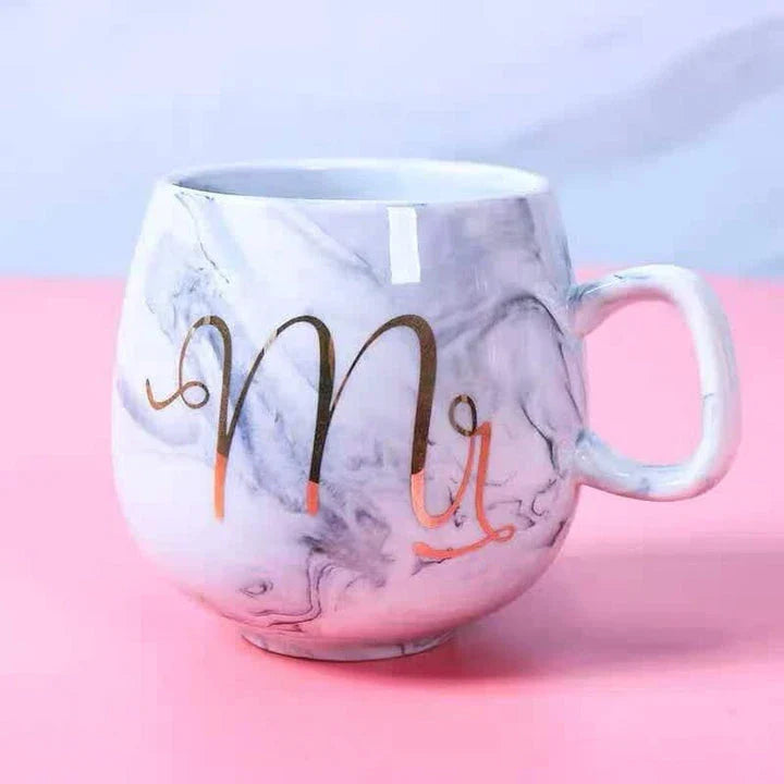 Marble Pattern Coffee Mug in Flamingo Pink and Grey Shades, a Sophisticated and Durable Ceramic Mug for Hot and Cold Beverages
