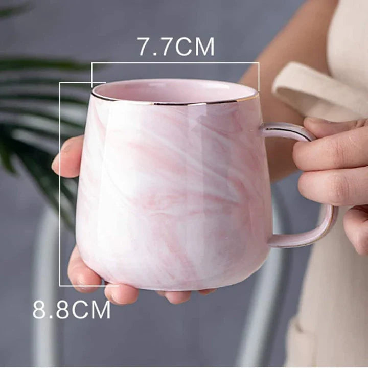 Marble Pattern Coffee Mug in Flamingo Pink and Grey Shades, a Sophisticated and Durable Ceramic Mug for Hot and Cold Beverages