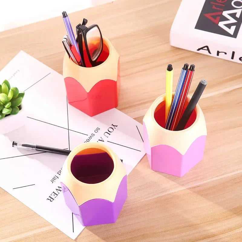 A stylish and functional desk organiser made from high-quality materials, designed to store pens, pencils, makeup brushes, and other office supplies.