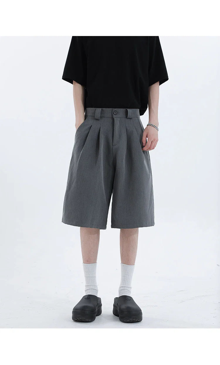 Real Shot Simple Straight Casual Suit Shorts in gray and black colours, showcasing the premium cotton construction and versatile design