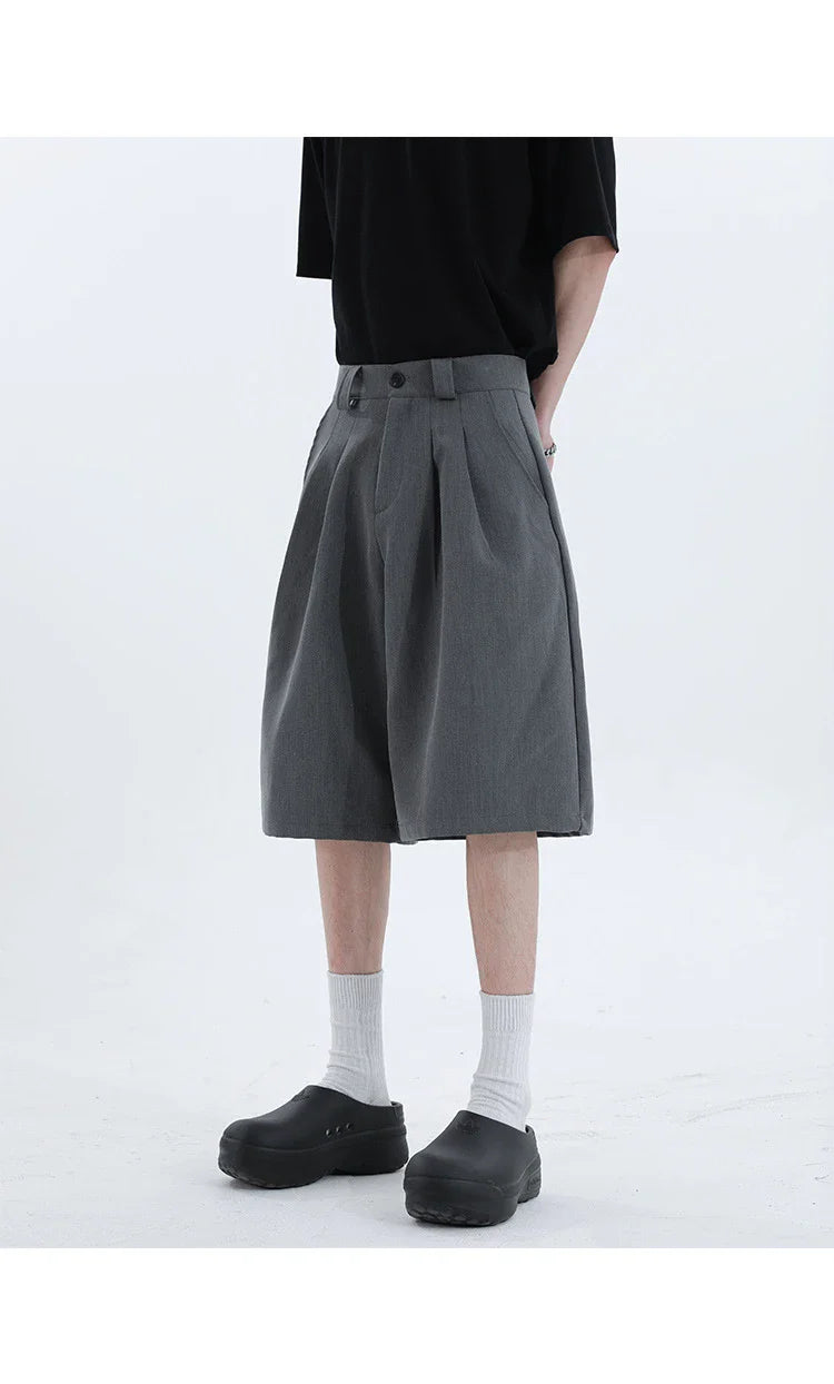 Real Shot Simple Straight Casual Suit Shorts in gray and black colours, showcasing the premium cotton construction and versatile design