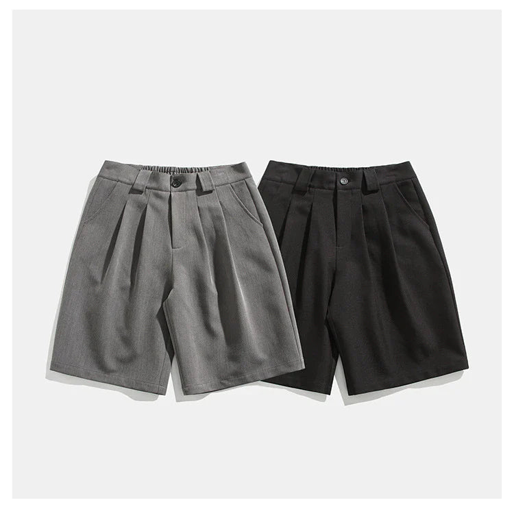 Real Shot Simple Straight Casual Suit Shorts in gray and black colours, showcasing the premium cotton construction and versatile design