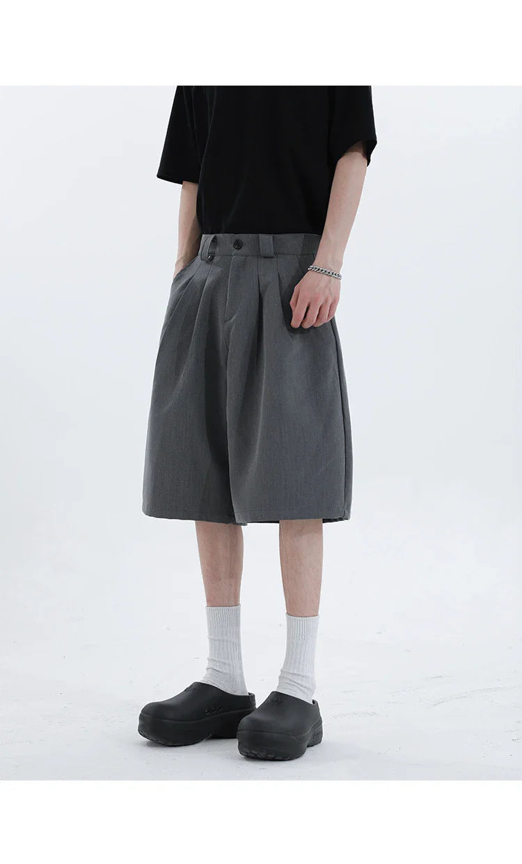 Real Shot Simple Straight Casual Suit Shorts in gray and black colours, showcasing the premium cotton construction and versatile design