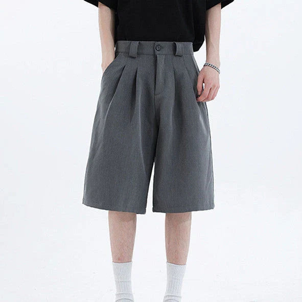 Real Shot Simple Straight Casual Suit Shorts in gray and black colours, showcasing the premium cotton construction and versatile design