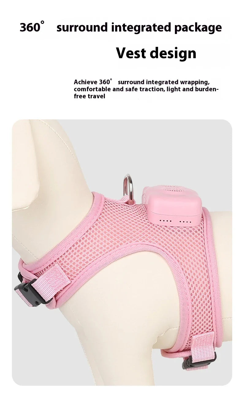 Pets Dog Vest Chest Strap Cooling and Breathable with Air Conditioner, available in mint green and cherry blossom powder colours and sizes XS to L