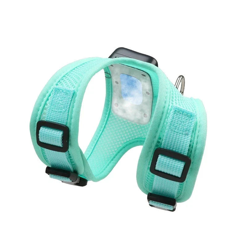 Pets Dog Vest Chest Strap Cooling and Breathable with Air Conditioner, available in mint green and cherry blossom powder colours and sizes XS to L