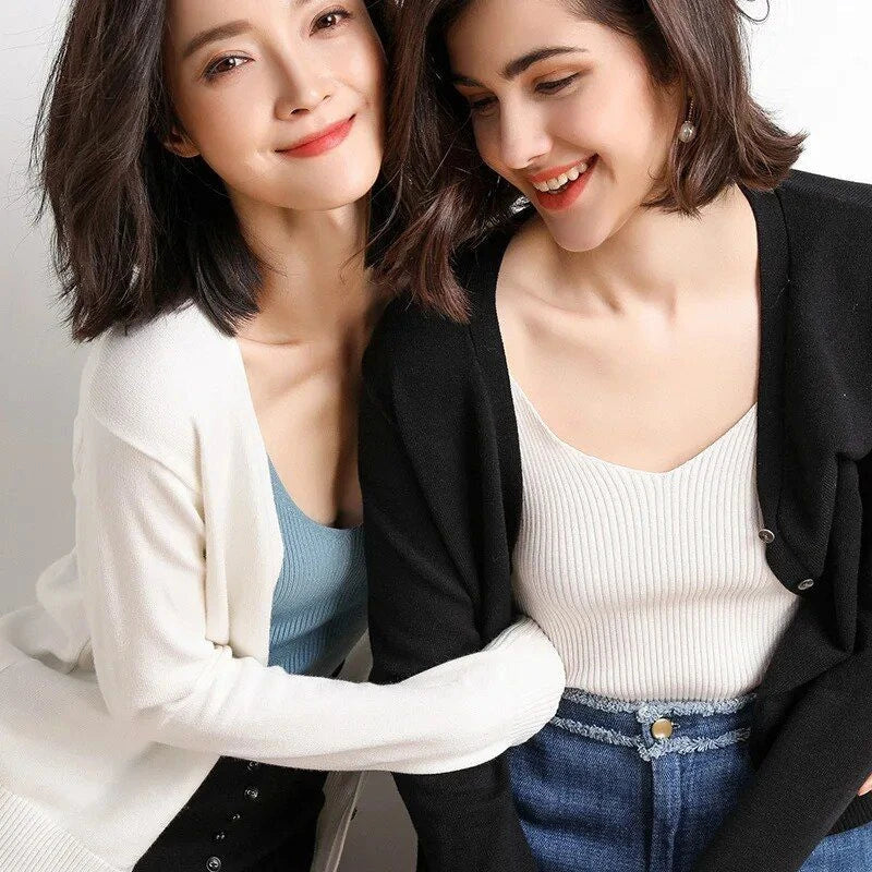Homeenjoy UK Chic V-Neck Single Breasted Cardigan